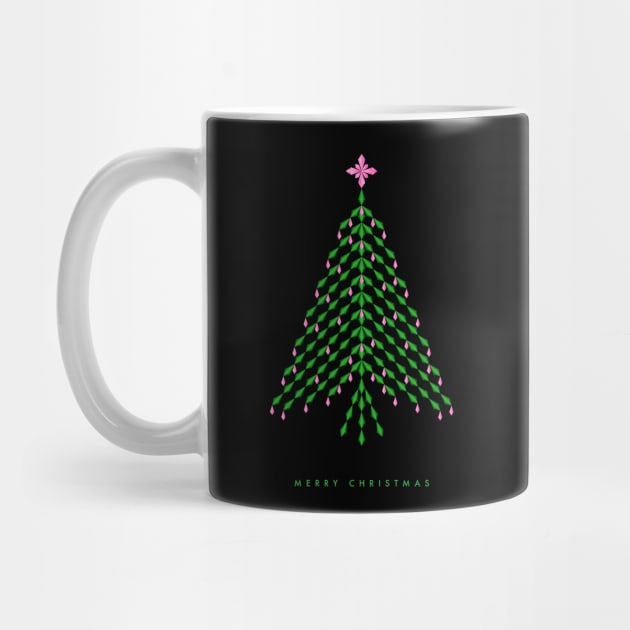 Merry Christmas with elegant pink and green crystal Christmas Tree by kindsouldesign